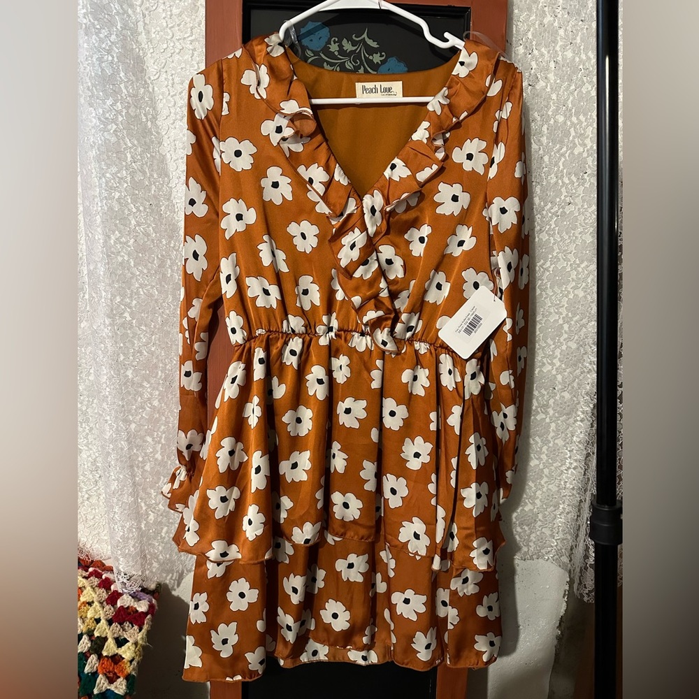 Floral rust stain dress